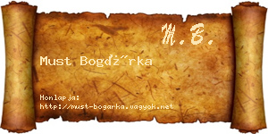 Must Bogárka névjegykártya